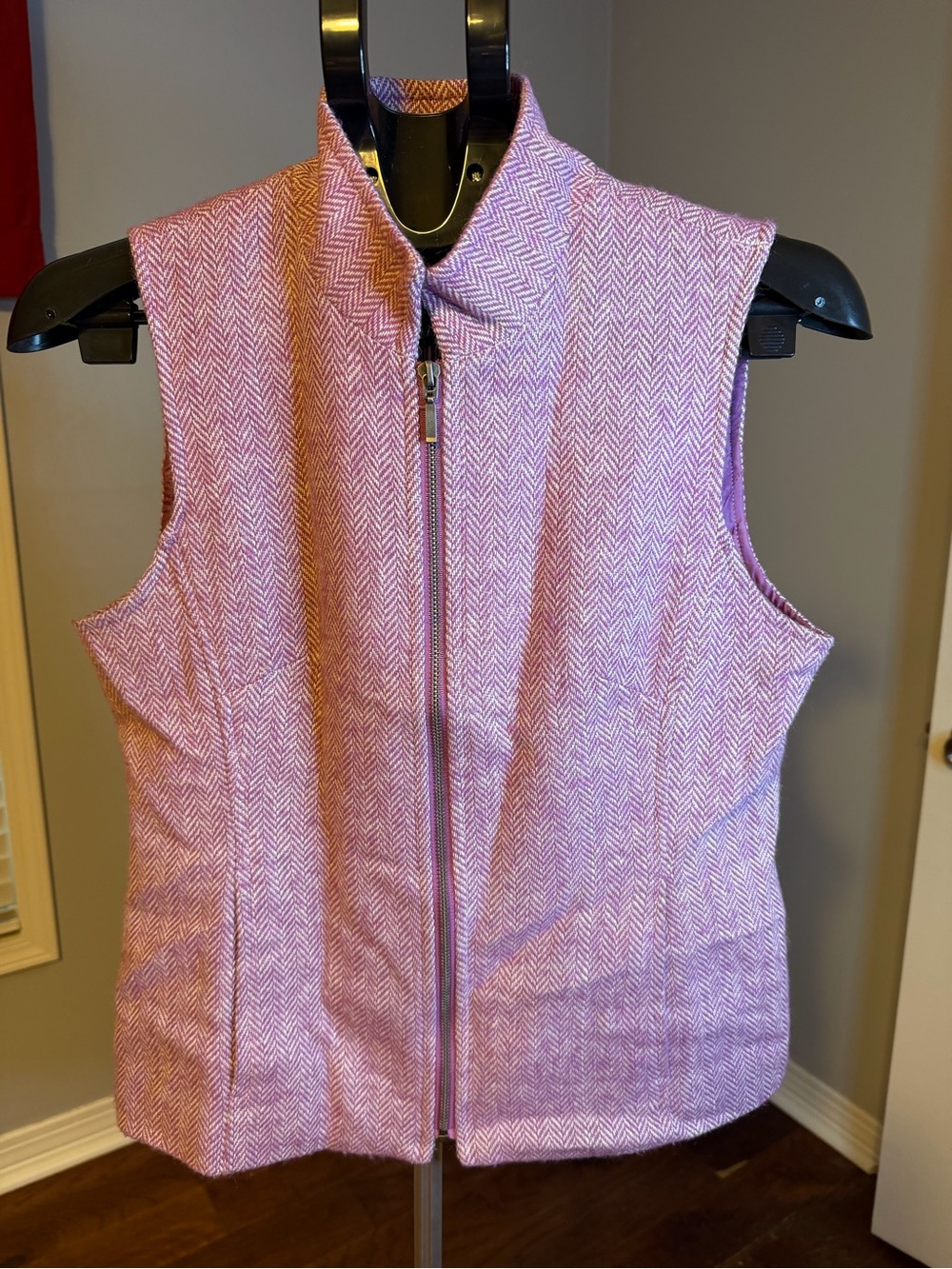 Coldwater Creek Purple Herringbone Stand-Collar Zip Vest